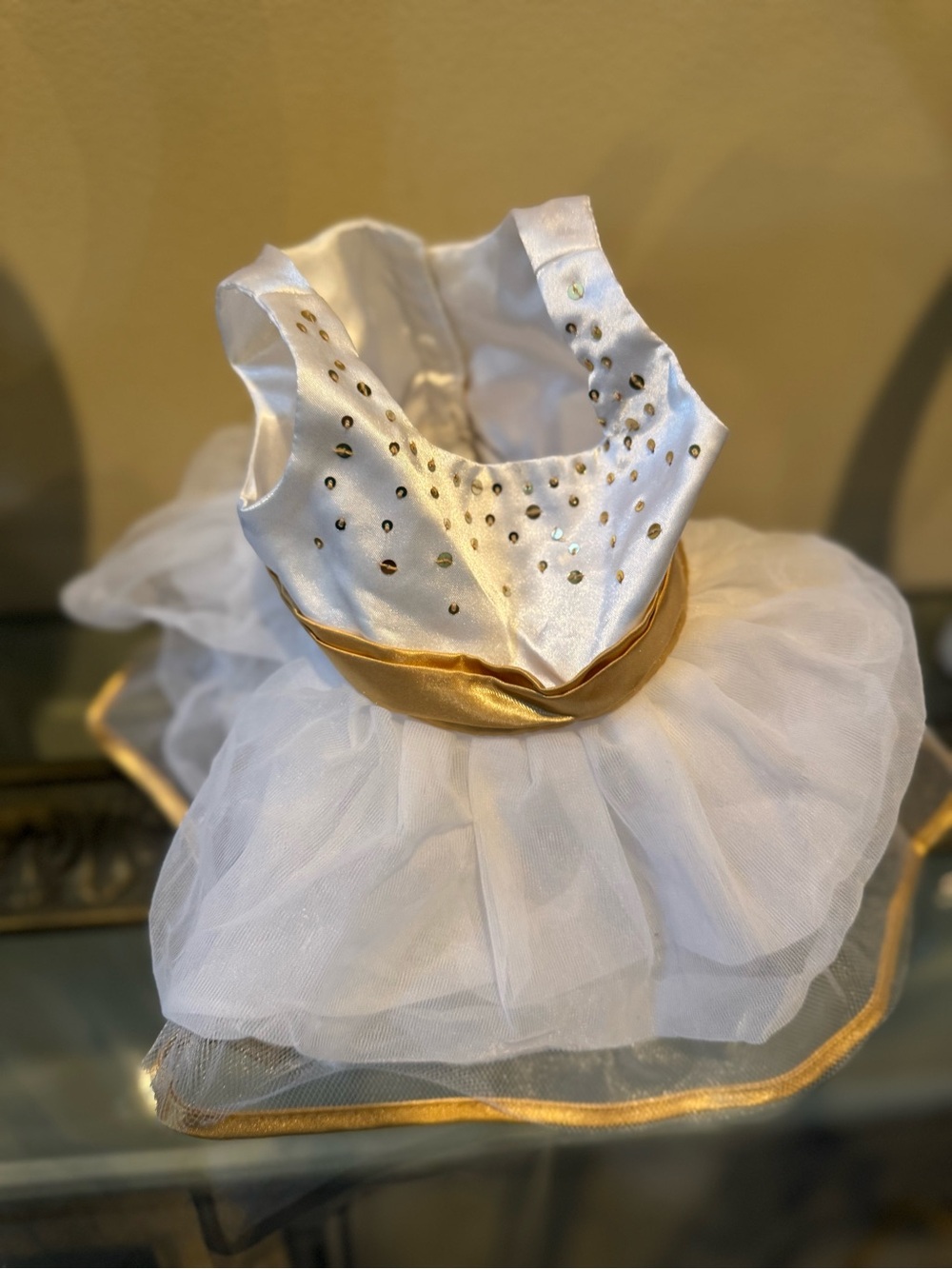Build a Bear‎ White and Gold Tulle Ballet Dress for Kids